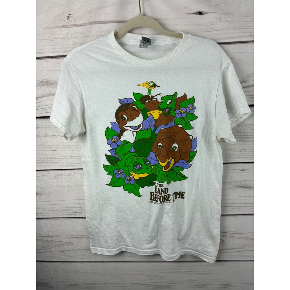 Gildan The Land Before Time White Graphic T-Shirt Small Littlefoot Dinosaur Tee